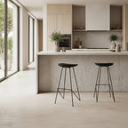 Tabouret de bar en teck noir métal élégant, design minimaliste, 41x42x77 cm