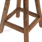 Tabouret de bar en teck recyclé brun naturel, assise ronde H70 cm