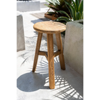 Tabouret de bar en teck recyclé naturel, H66 cm, intérieur/extérieur