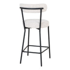Tabouret de bar moderne en métal noir et tissu bouclé blanc H65 cm