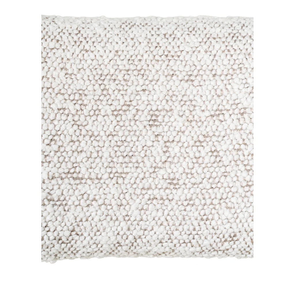 Tabouret de bar en tissu bouclé blanc texturé, structure métal noir H65 cm