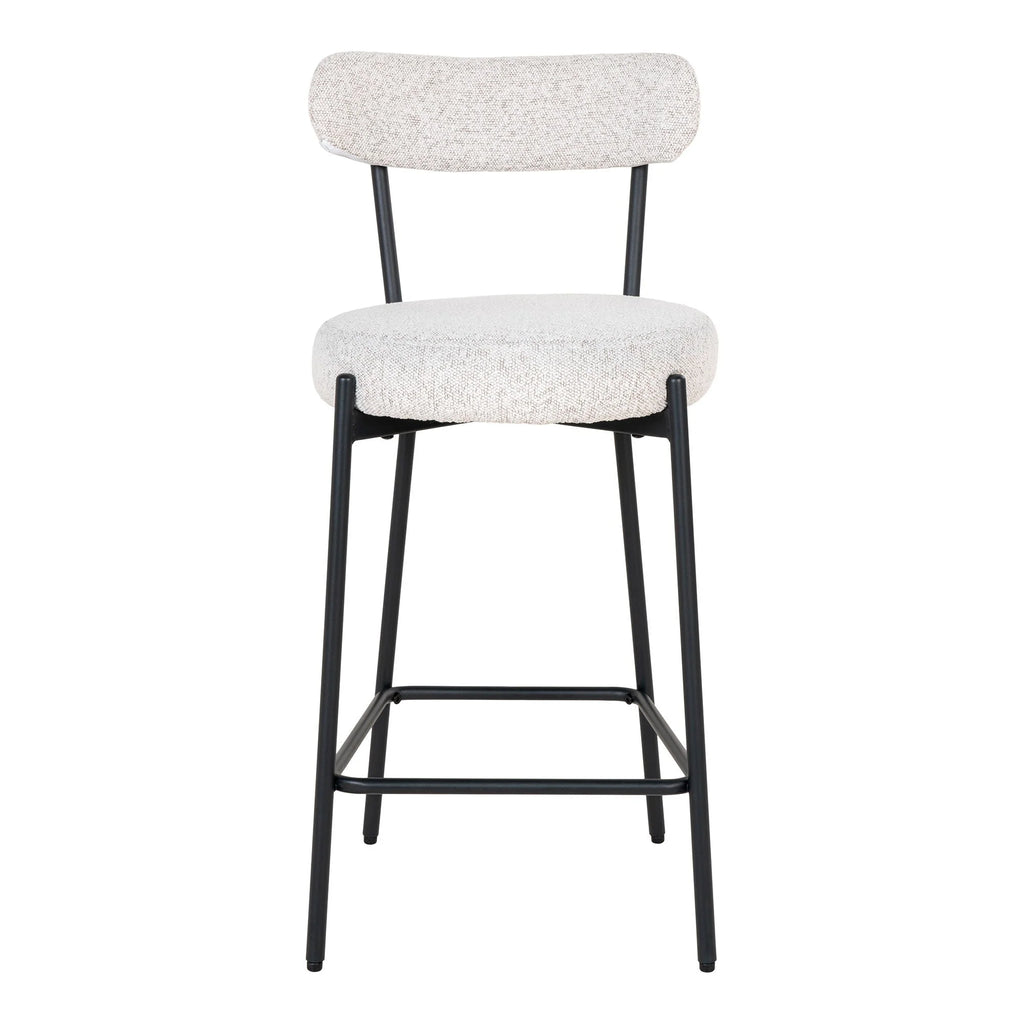 Tabouret de bar en tissu bouclé blanc avec structure en métal noir H65 cm