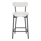 Tabouret de bar en tissu bouclé blanc avec structure en métal noir H65 cm