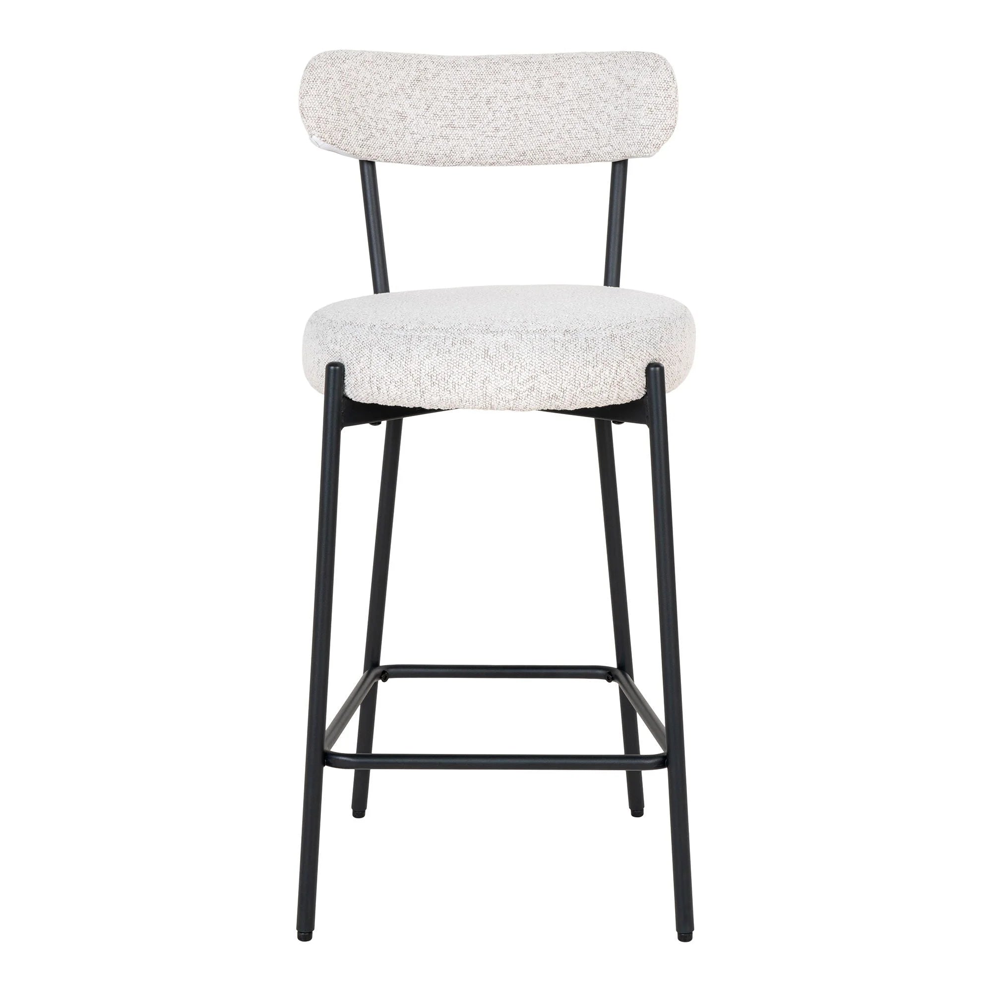 Tabouret de bar en tissu bouclé blanc avec structure en métal noir H65 cm