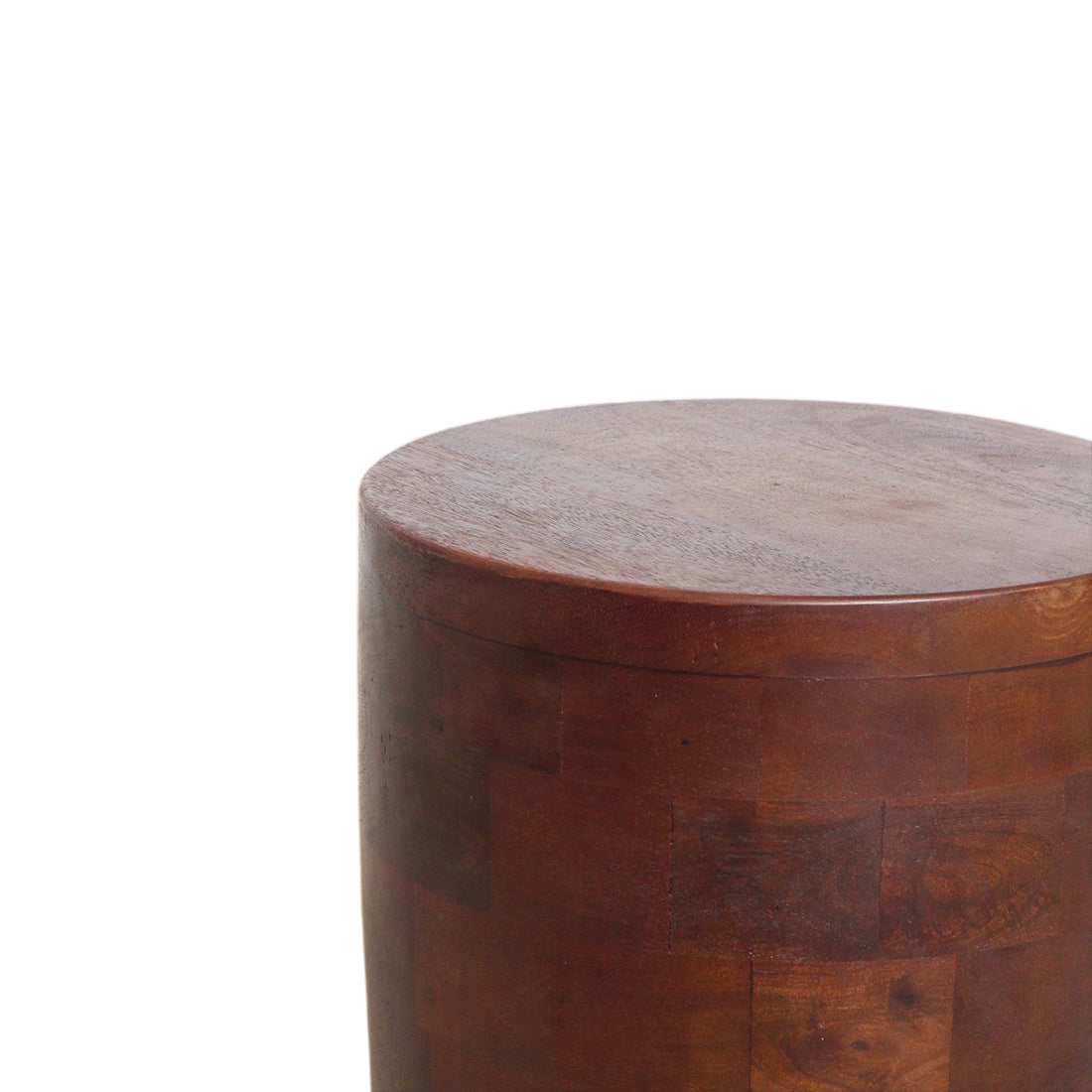 Tabouret en bois de manguier brun forme tambour Ø35xH45 cm