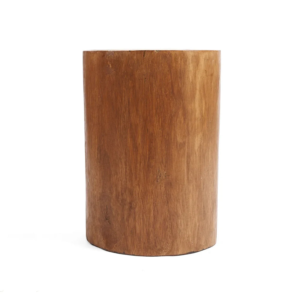 Tabouret en bois massif de Mungur 40 cm naturel, siège cylindrique en bois