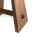 Pied de chevalet en bois Suar pour tabouret intérieur avec cuir noir mat 50x30 cm