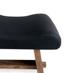 Pied-de-voiture en cuir noir mat avec jambes en bois pour intérieur 50X30 cm
