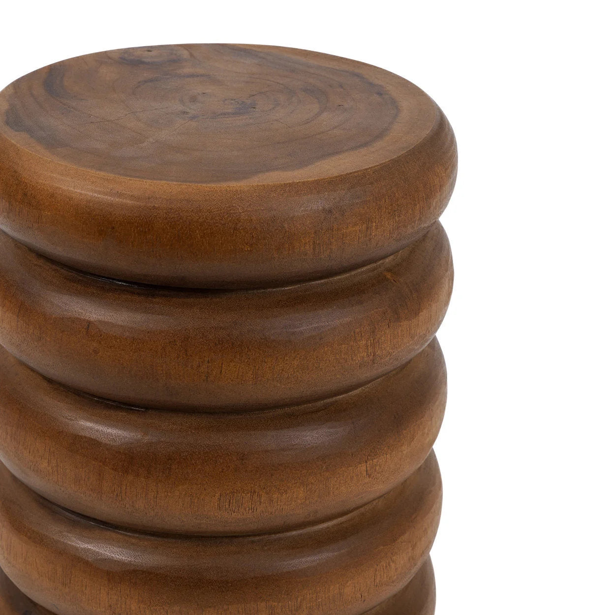 Tabouret en bois de suar finition naturelle forme cylindrique – H45 cm