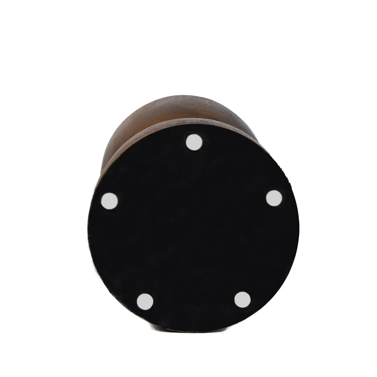 Base circulaire noire avec cinq coussinets blancs pour tabouret en bois suar massif