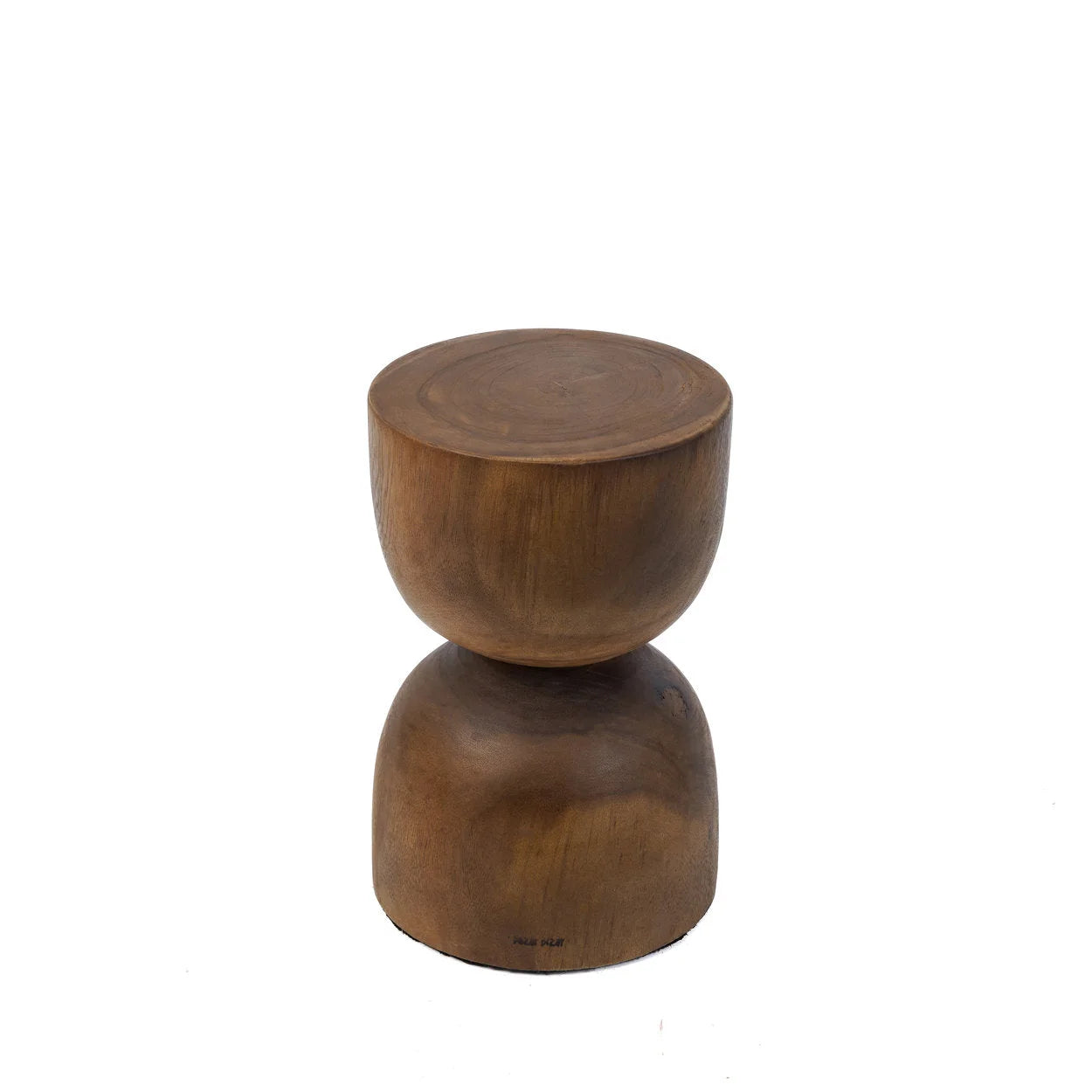 Tabouret en bois suar massif forme sablier finition miel, hauteur 45 cm