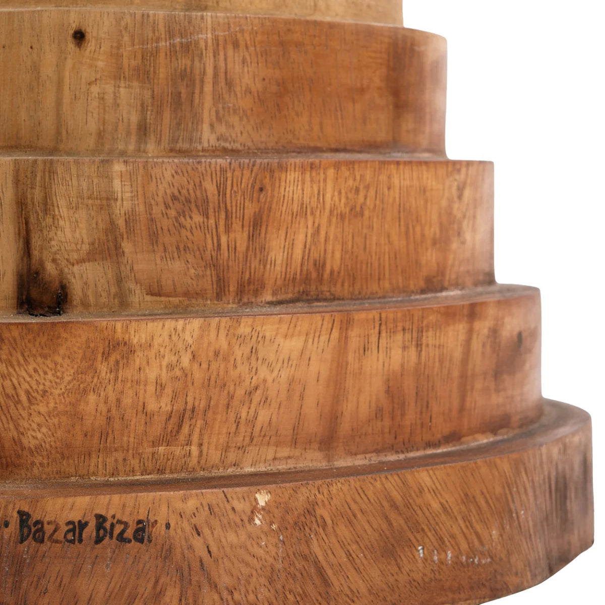 Tabouret en bois de suar naturel forme cylindrique empilée – H45 cm
