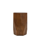 Tabouret en bois de Suar naturel en forme hexagonale 46 cm