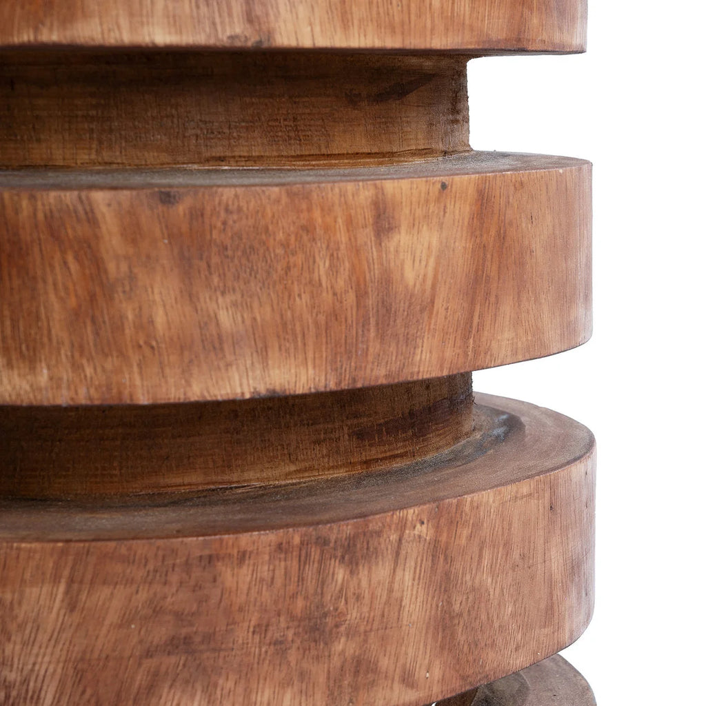 Tabouret en bois de suar naturel sculpté 45 cm