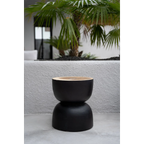 Tabouret en bois de suar noir 45 cm courbé artisanal