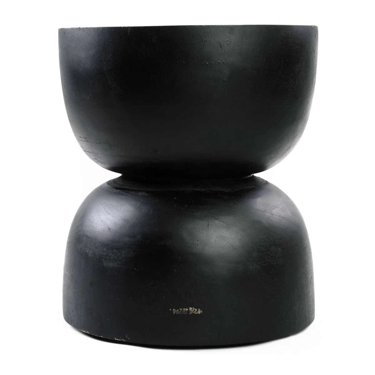 Tabouret en bois de suar noir 45 cm courbé artisanal