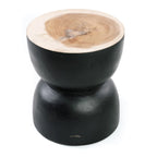 Tabouret en bois de suar noir 45 cm courbé artisanal