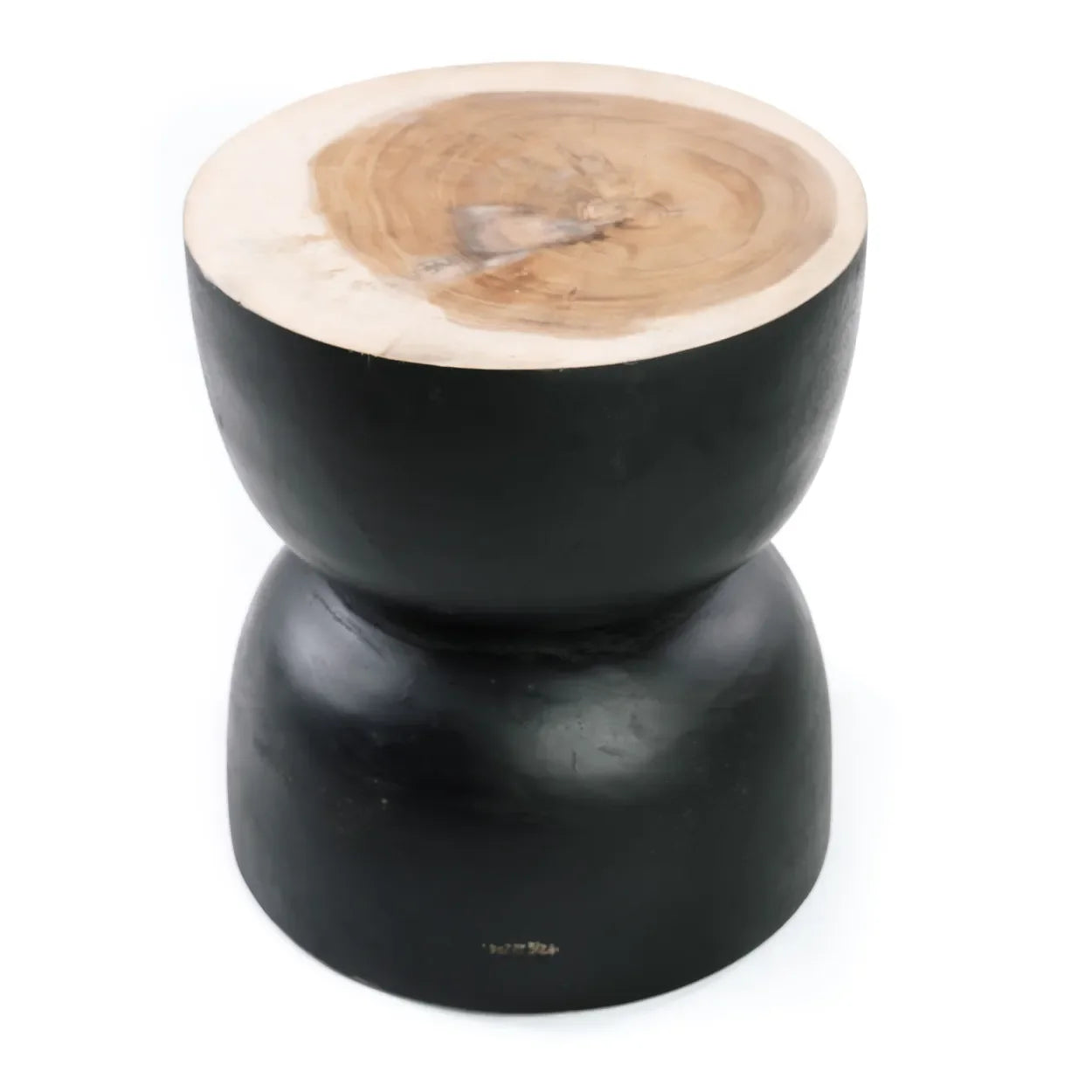 Tabouret en bois de suar noir 45 cm courbé artisanal