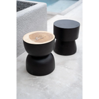 Tabouret en bois de suar noir 45 cm courbé artisanal