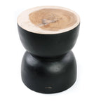 Tabouret en bois de suar noir 45 cm courbé artisanal