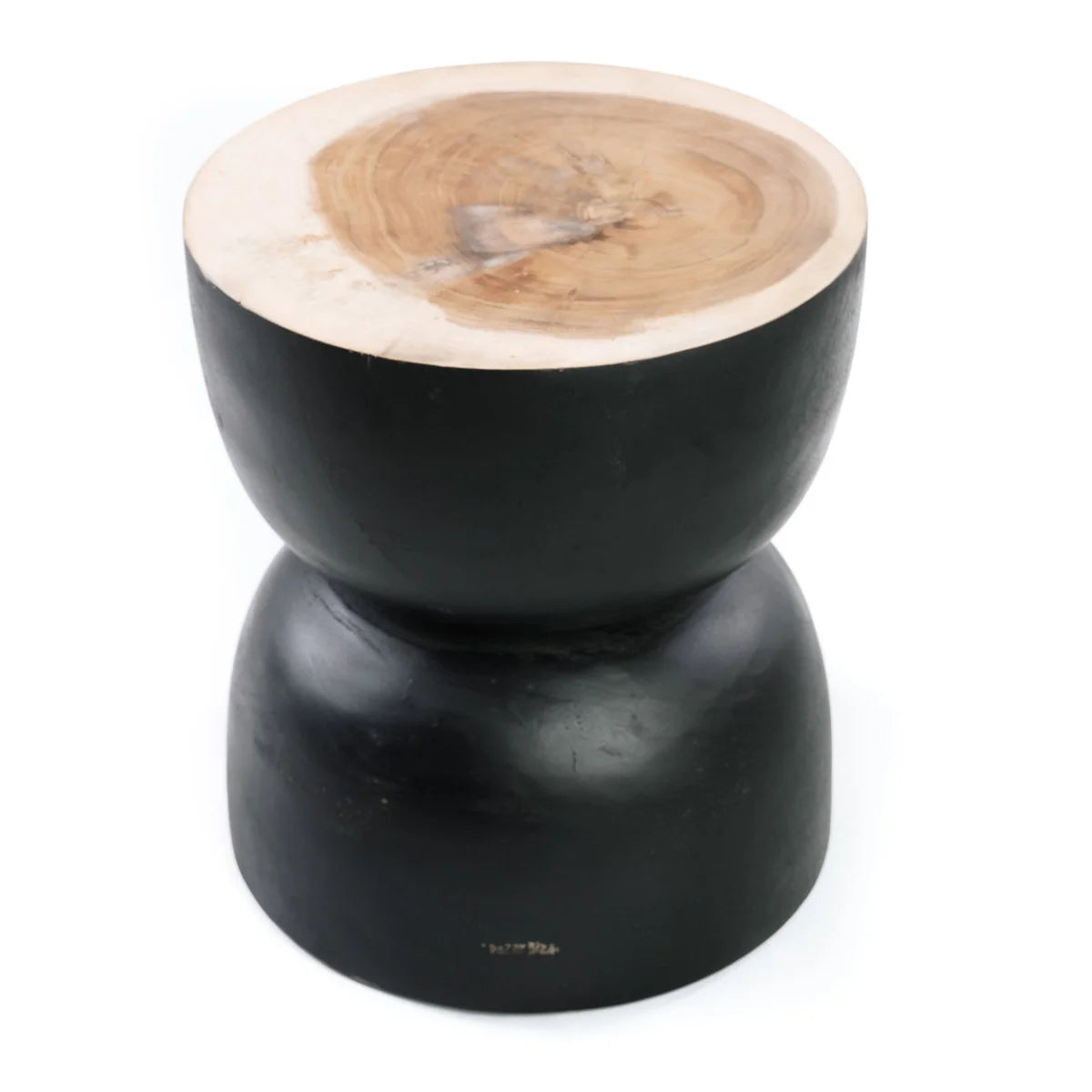 Tabouret en bois de suar noir 45 cm courbé artisanal