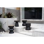 Tabouret en bois de suar noir 45 cm courbé artisanal
