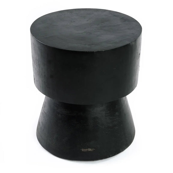 Tabouret en bois de suar noir 45 cm design épuré