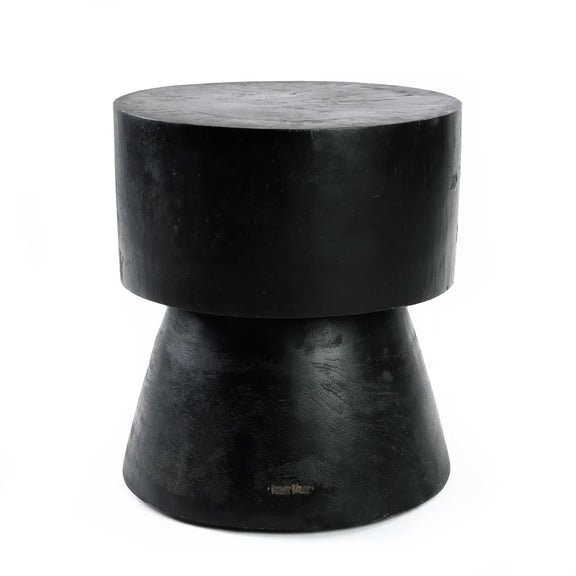 Tabouret en bois de suar noir 45 cm design épuré