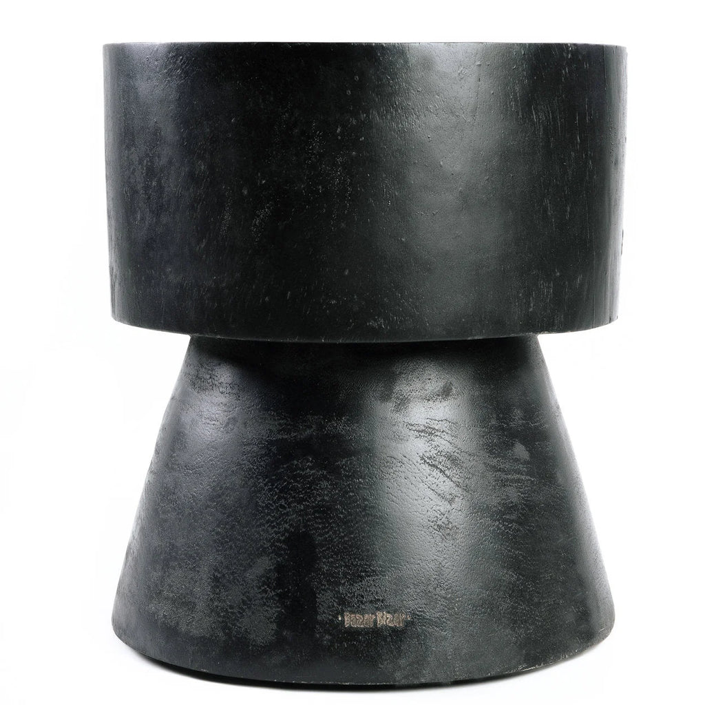 Tabouret en bois de suar noir 45 cm design épuré