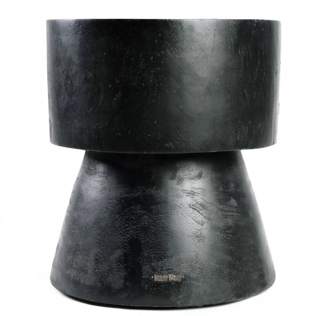 Tabouret en bois de suar noir 45 cm design épuré