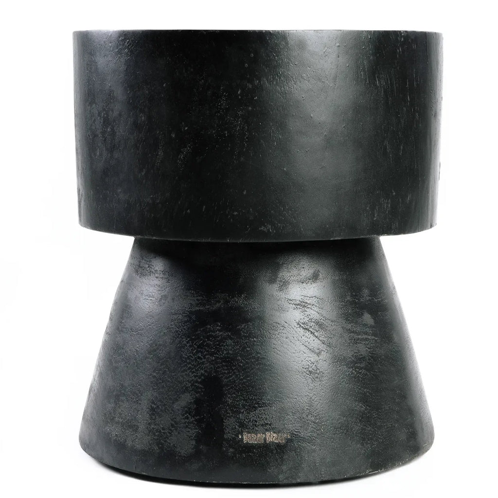 Tabouret en bois de suar noir 45 cm design épuré