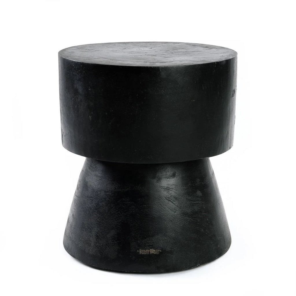 Tabouret en bois de suar noir 45 cm design épuré