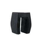 Tabouret en bois de suar noir forme U et assise tressée