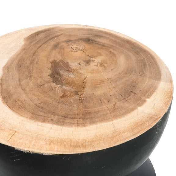Tabouret en bois de suar noir naturel 40x40x50 cm