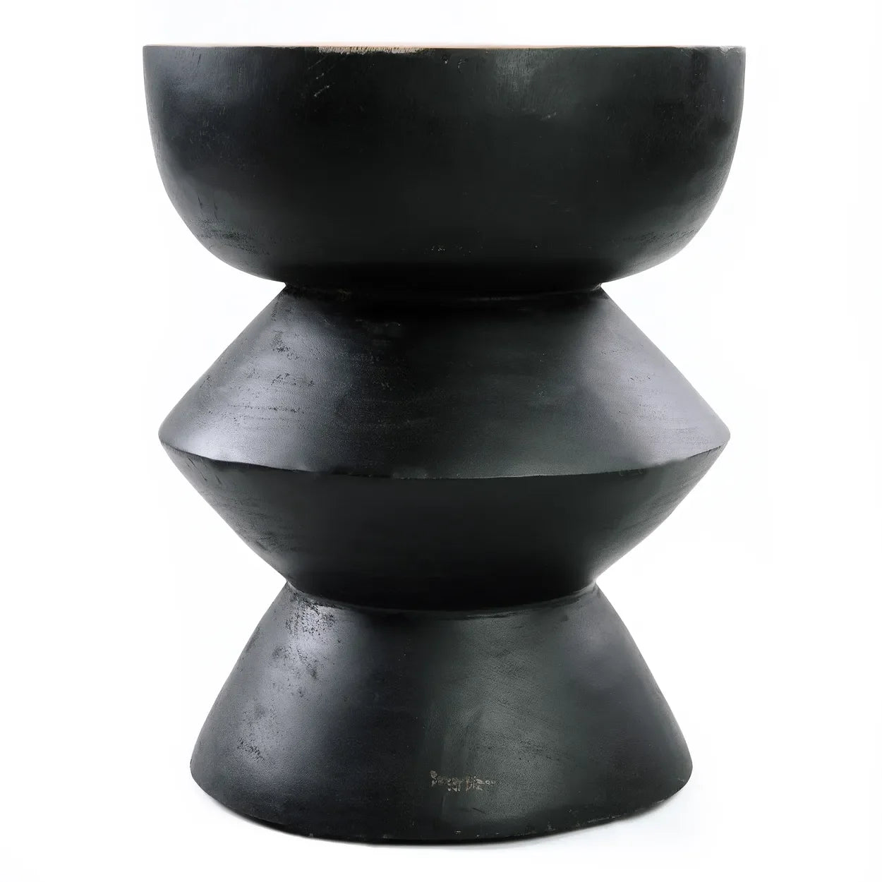 Tabouret en bois de suar noir naturel 40x40x50 cm