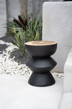 Tabouret en bois de suar noir naturel 40x40x50 cm