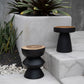 Tabouret en bois de suar noir naturel 40x40x50 cm