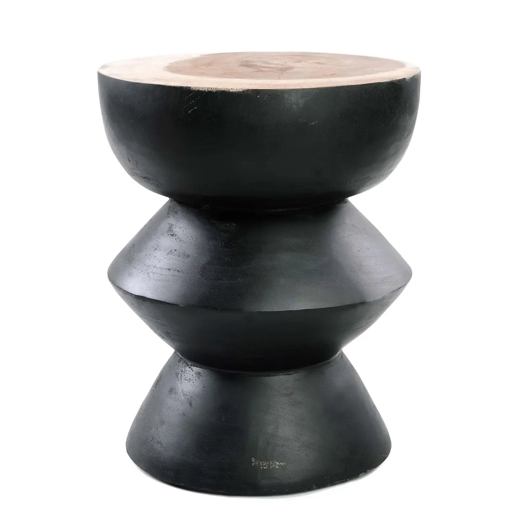 Tabouret en bois de suar noir naturel 40x40x50 cm