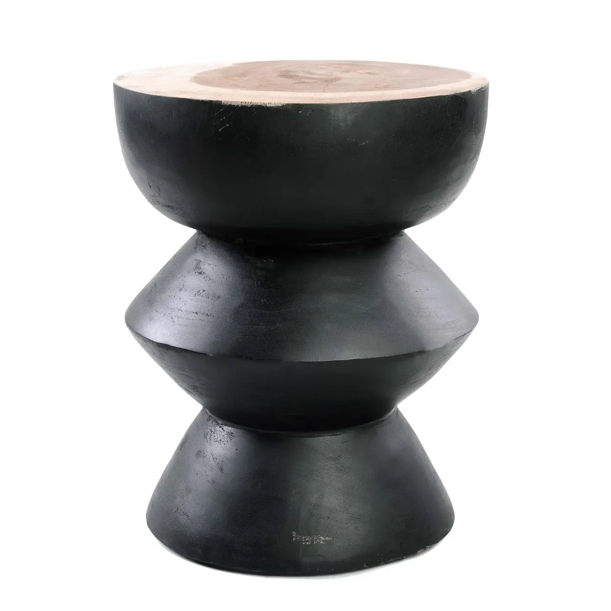 Tabouret en bois de suar noir naturel 40x40x50 cm