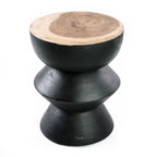 Tabouret en bois de suar noir naturel 40x40x50 cm
