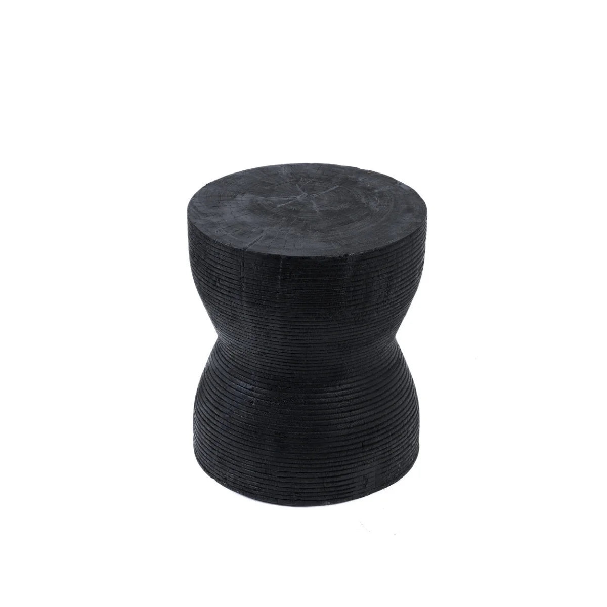 Tabouret en bois de suar noir silhouette sculptée – H45 cm