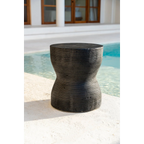 Tabouret en bois de suar noir silhouette sculptée – H45 cm