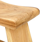 Tabouret en bois de Suar rectangulaire avec siège naturellement contourné et grain visible