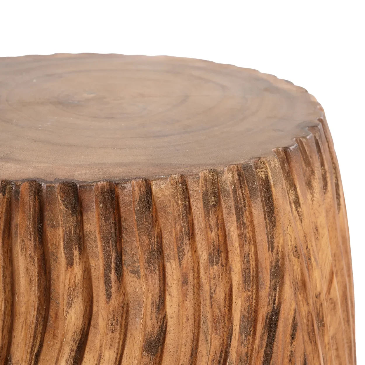 Tabouret en bois de suar sculpté 45 cm – usage intérieur/extérieur