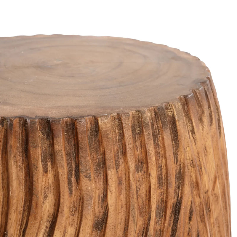 Tabouret en bois de suar sculpté 45 cm – usage intérieur/extérieur