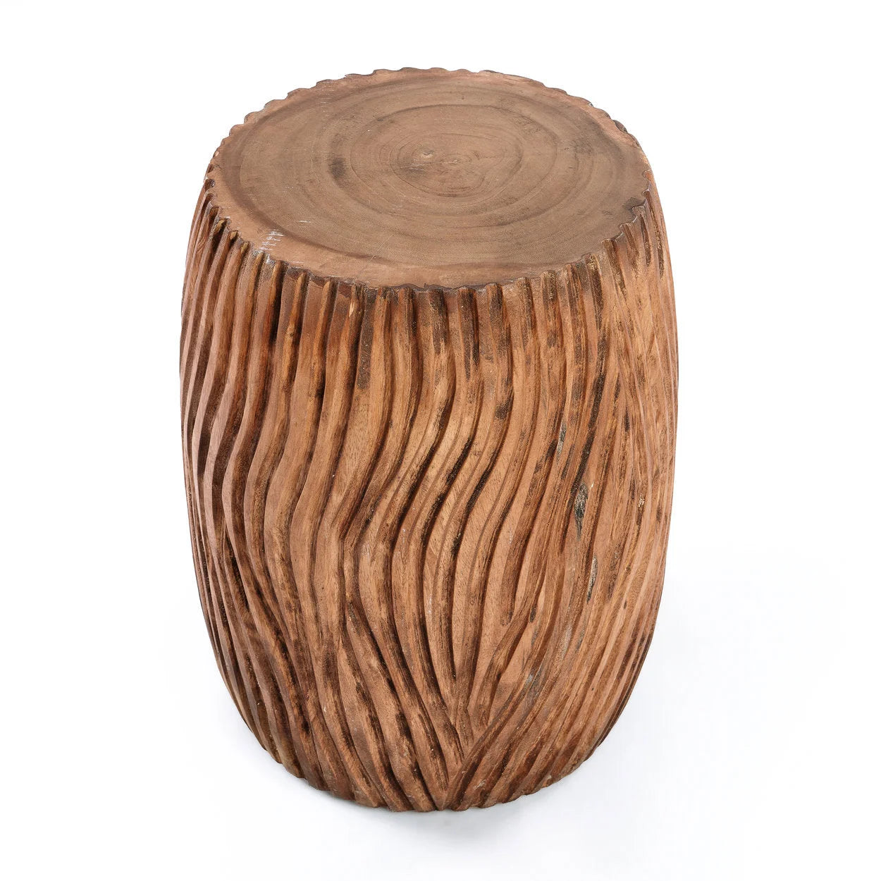 Tabouret en bois de suar sculpté 45 cm – usage intérieur/extérieur