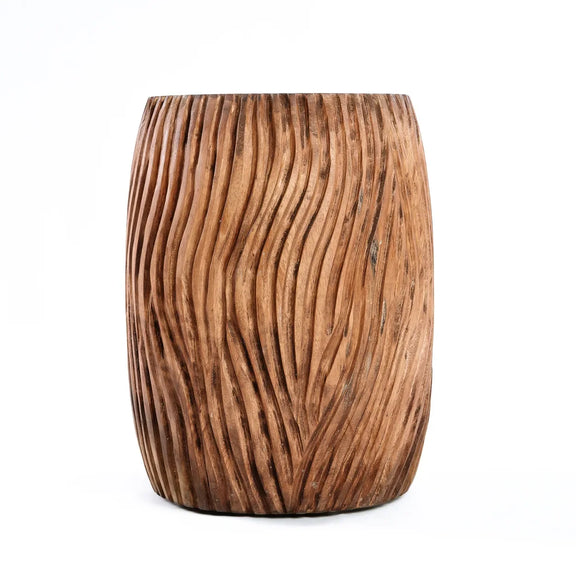 Tabouret en bois de suar sculpté 45 cm – usage intérieur/extérieur