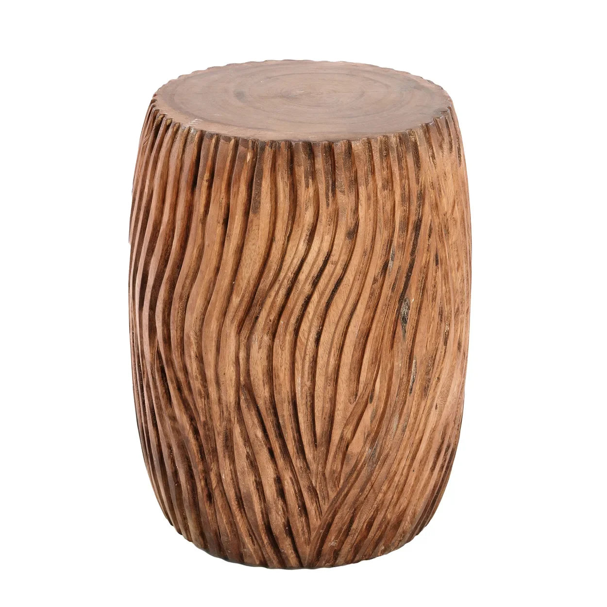Tabouret en bois de suar sculpté 45 cm – usage intérieur/extérieur