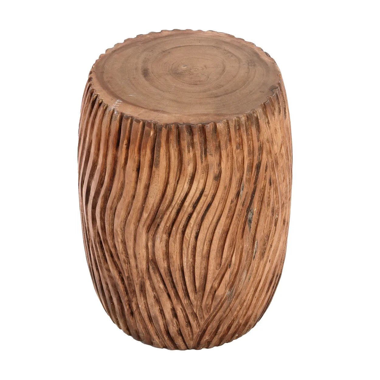 Tabouret en bois de suar sculpté 45 cm – usage intérieur/extérieur
