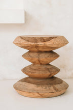 Objet décoratif en bois de teck massif en forme de sablier naturel, hauteur 45 cm